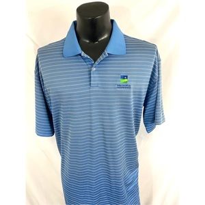 Nike Golf Wachovia Championship Polo Shirt Striped Blue XL Polyester Golf
